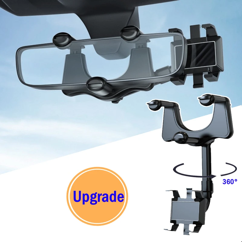 Upgrade Telescopic Car Phone Holder 360° Rotate Rearview Mirror Phone Holder in Car Bracket GPS Mount Holder For iPhone Samsung