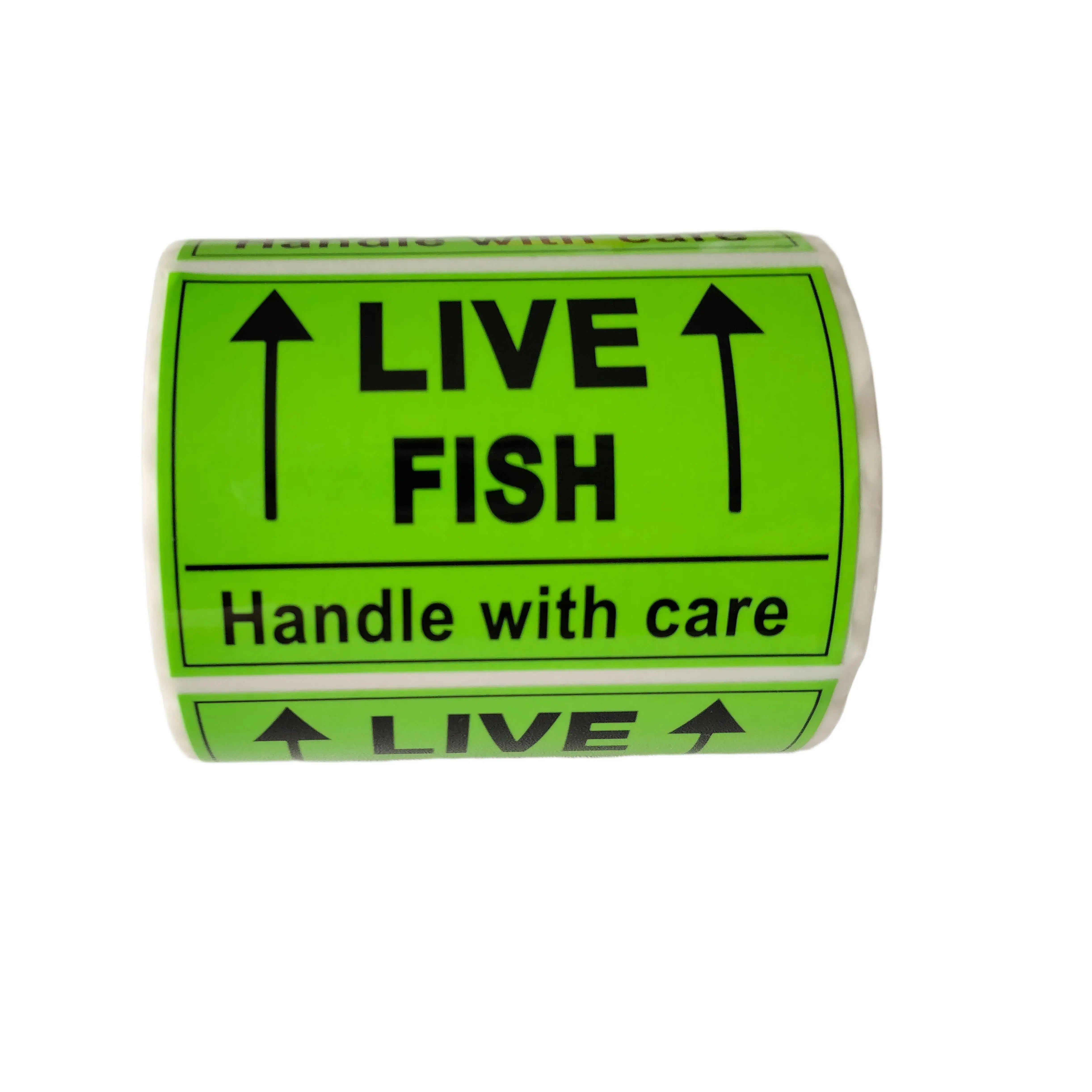 250 pcs Live Fish Stickers Shipping Labels, 2 X 3 Inch Fluorescent Green Please Handle with Care Stickers