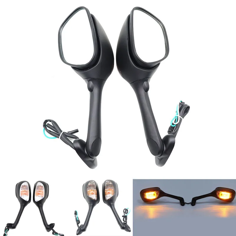 Motorcycle LED Turn Signal Rearview Mirrors For Suzuki GSXR1000 2005-2015 GSXR600 750 2006-2015 Side Mirror Rear View Left Right