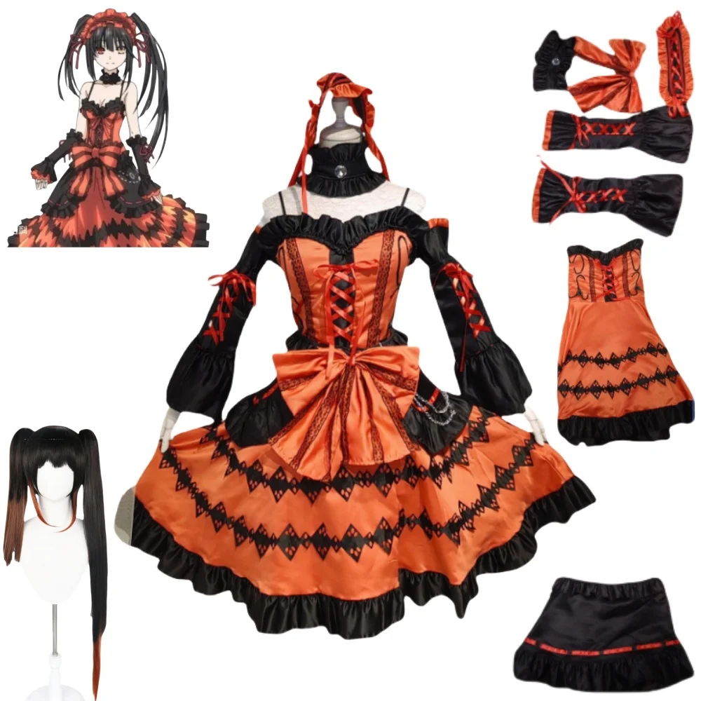 Tokisaki Kurumi Cosplay Costume Anime Date Alive Pink Costume Women Dress Orange Dress Christmas Carnival Dress Party