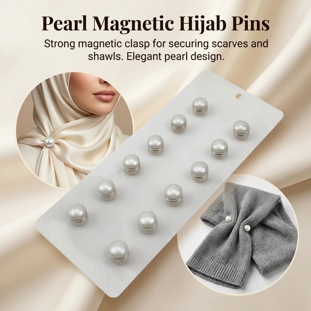 Magnetic Pearl Scarf Clip Strong Hold Button for Shawls and Stoles clasp Lightweight Pearl Decorations Accessories for Women