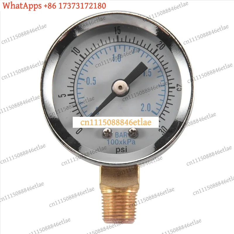 A06K Pressure Gauge 0-30 PSI 0-2 Bar Mini Dial Compressor Meter Hydraulic Gage Double Scale Black Universal