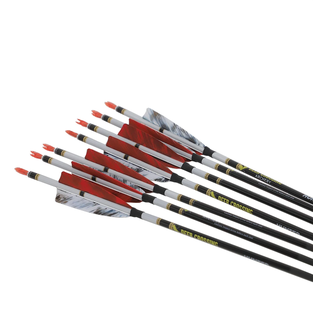 6/12pcs  New ID 6.2 Carbon Arrow Spine 300 340 400 500 600 700 800 Turkey Feather Archery Bow Hunting Shooting