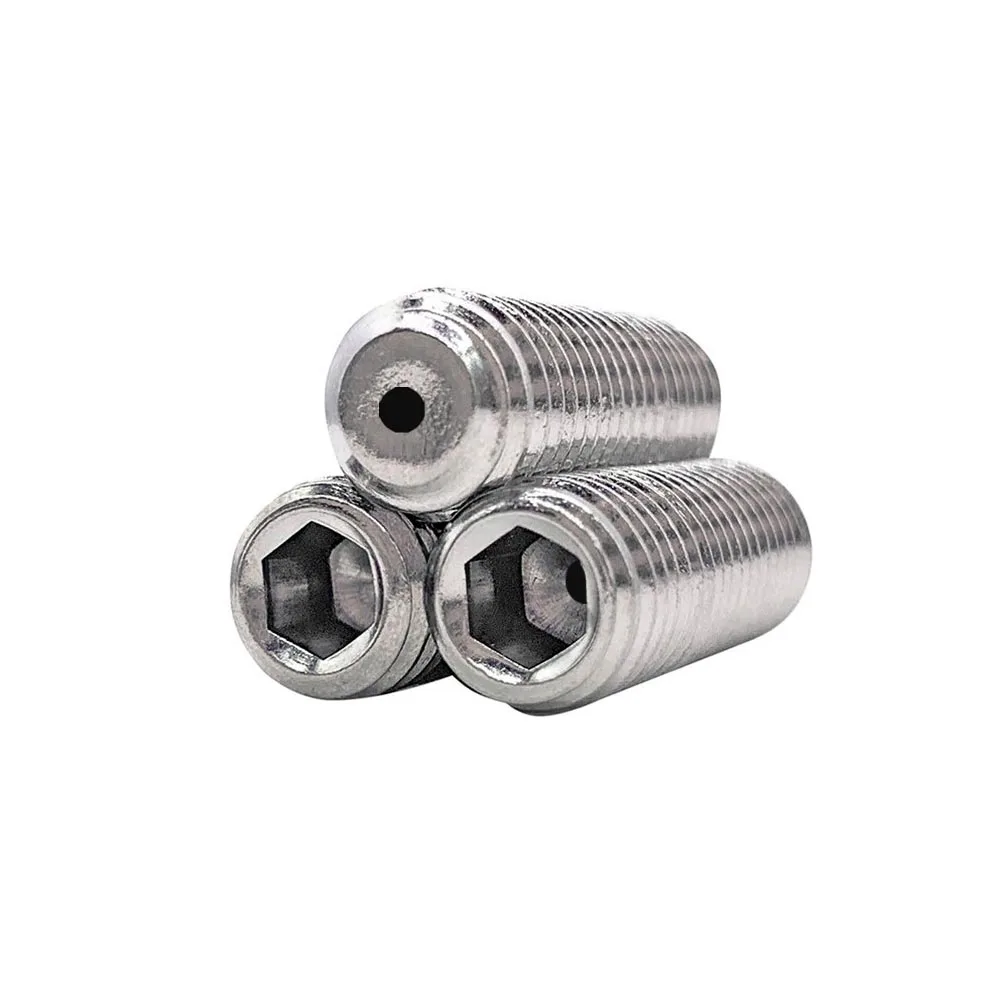 1/2/5pcs M3 M4 to M16 304 Stainless Steel Hollow Hole Through Air Out Allen Hex Hexagon Socket Flat Grub Set Screw Headless Bolt