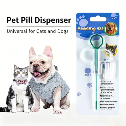 2 In 1 Pet Pill Feeder Medicine Dispenser Soft Silicone Tip Cat Dog Pill Shooter Liquid Tablet Feeding Syringe Safe Pet Oral Med