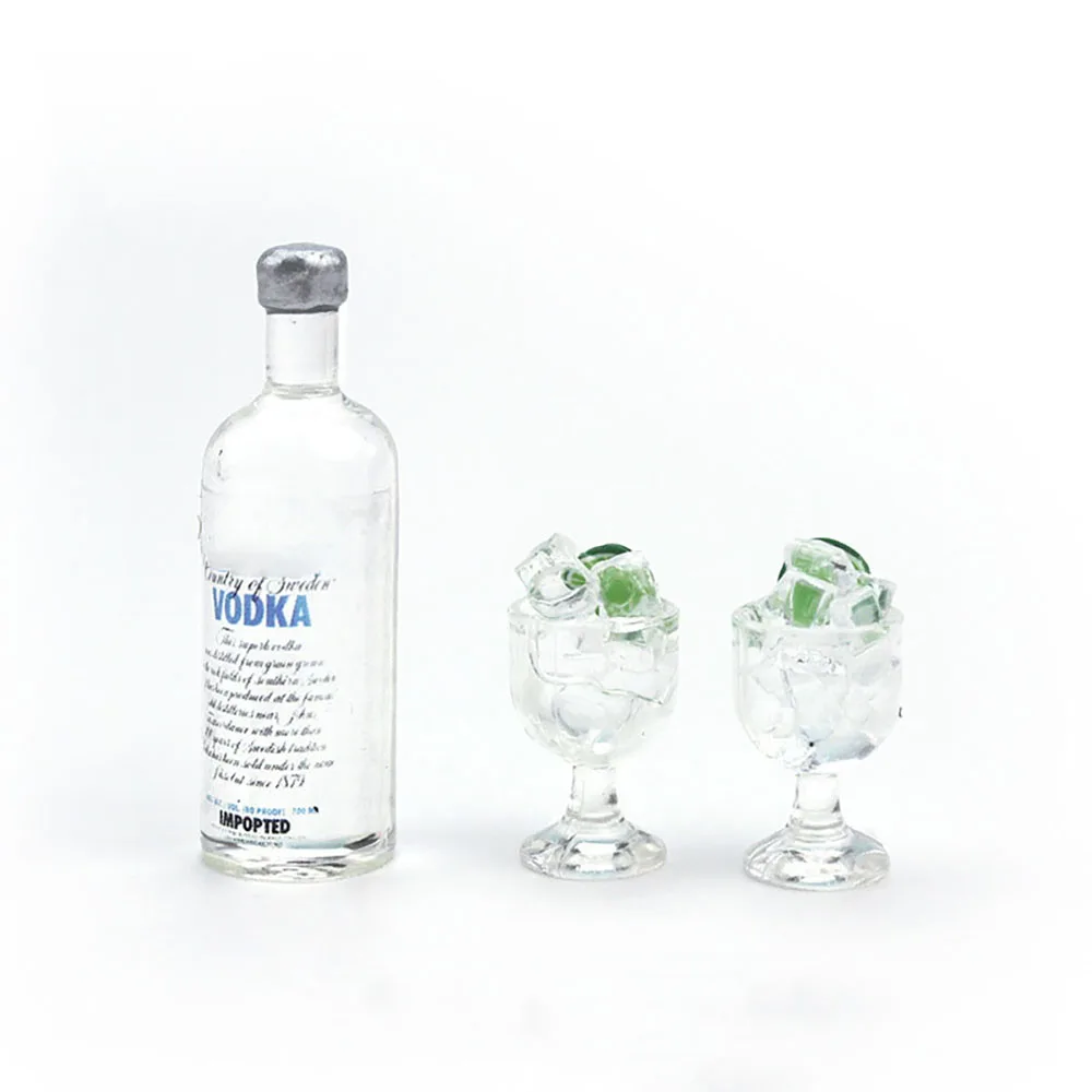 RC Car Accessories Decoration Mini Vodka Bottle Wine Glass Set for 1/10 Rock Crawler Axial SCX10 TAMIYA C01 RC4WD D90 TF2 TRX4