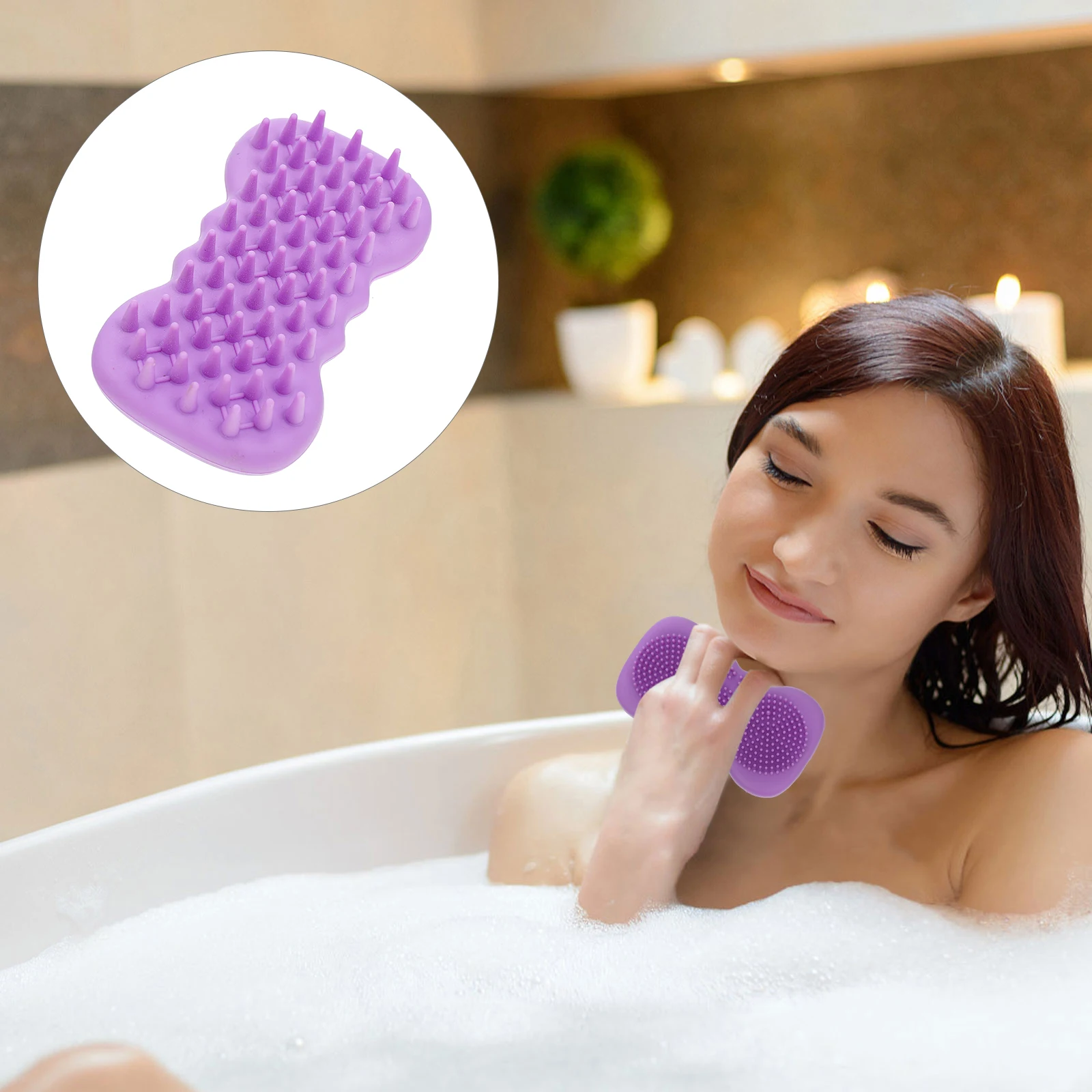 

1pc Silicone Massage Brush For Body Bath Shower Tool Baby Sensitive Skin Double Sided Bathing Accessory Body Scrubber Head Hair