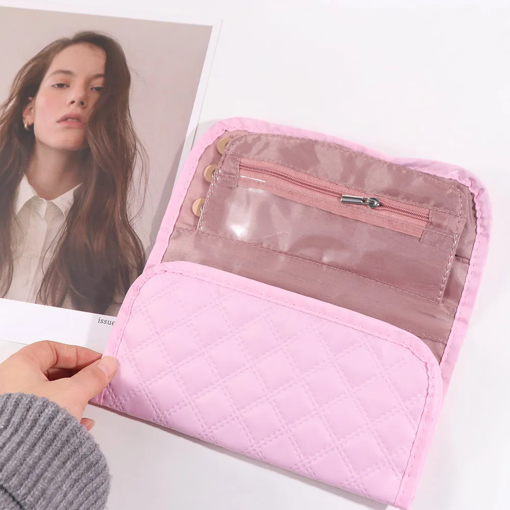 

Fashion Foldable Jewelry Organizer Soft Portable Travel Jewelry Storage Bag Delicate Handheld Necklaces Storage Pouch Earrings