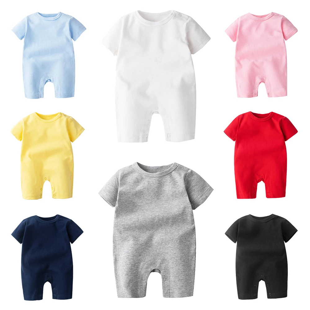 Baby Boys Girls Romper Cotton Short Sleeve Sleepsuits Plain White Red Black Roupa De Bebe Jumpers Pyjama Newborn Costume Clothes