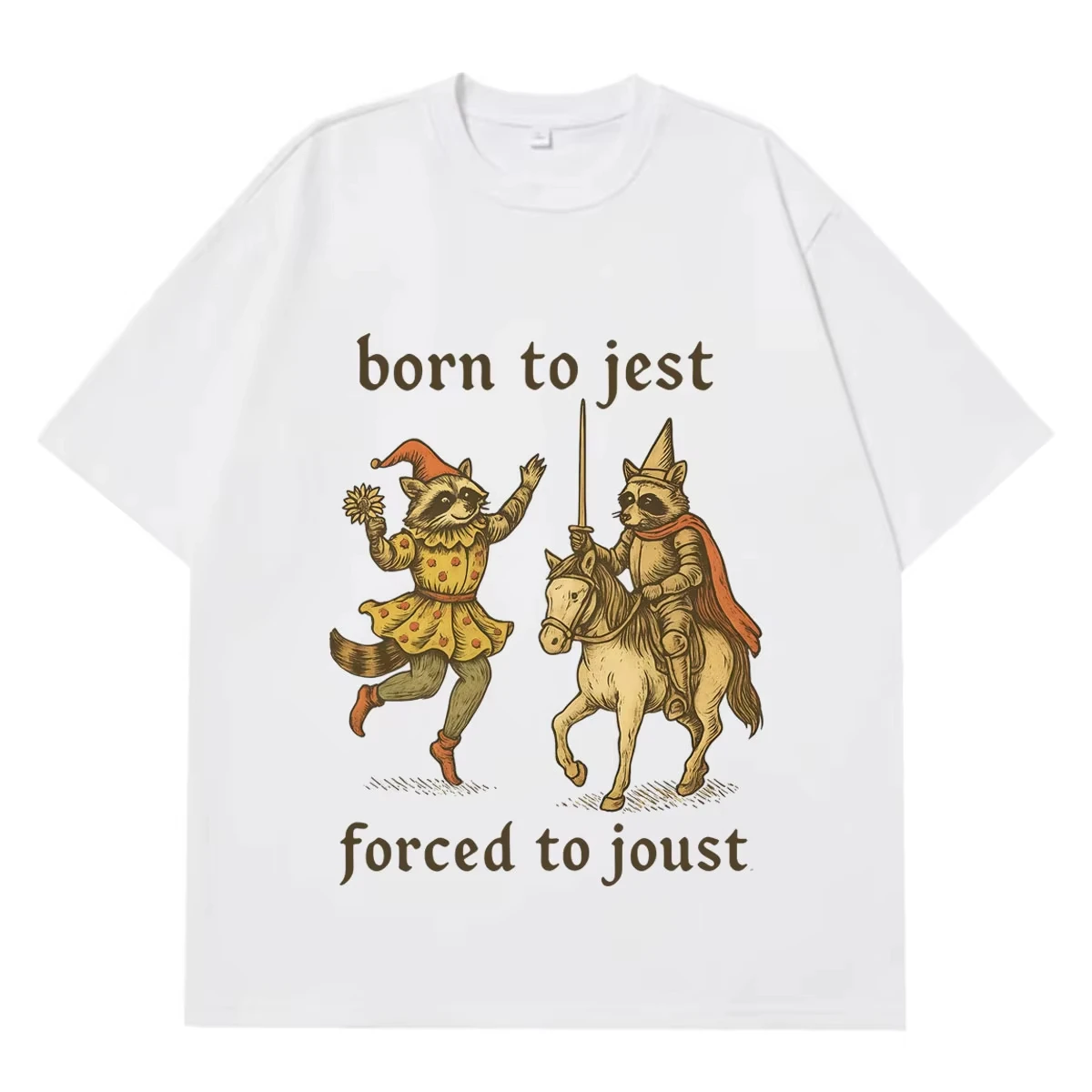 Born To Jest Forced To Joust T-Shirt Funny Knights Meme Medieval Vintage Graphic Print Tee Summer Fashion Casual Cotton T Shirts