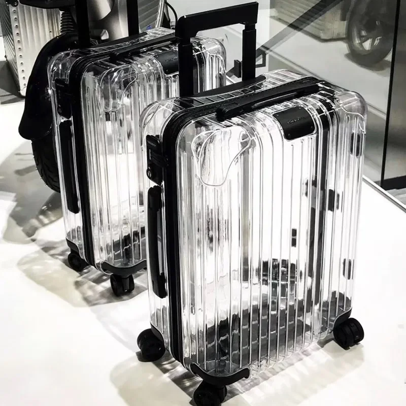 Transparent Fashion Zipper Trolley Case Universal Wheel Suitcase 20-Inch