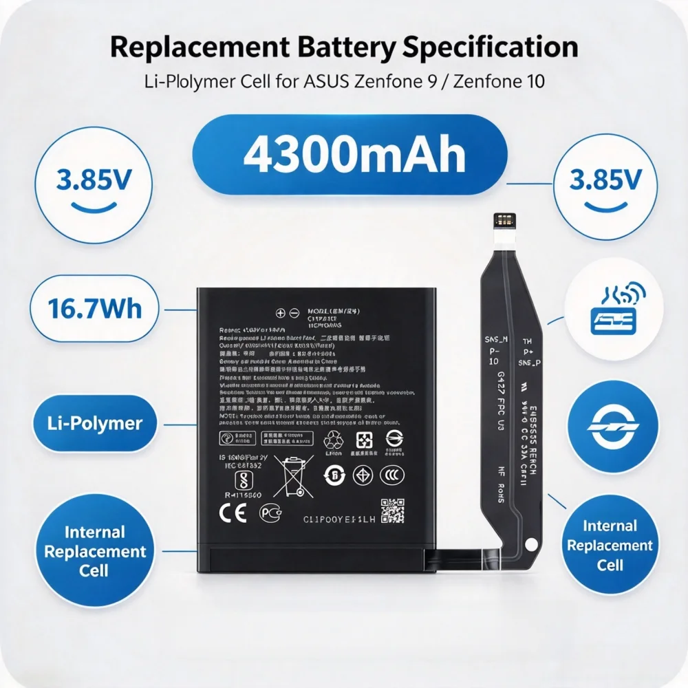 1-10pcs 4300mAh C11P2102 Battery for ASUS Zenfone 9 /Zenfone 10 ZS696KS Phone Batter