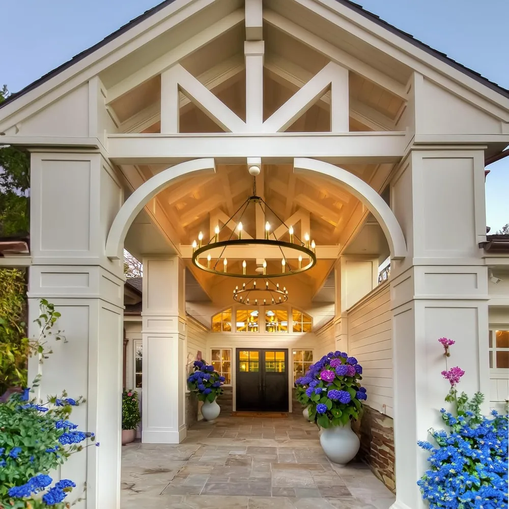 16-Light Wagon Wheel Chandelier Farmhouse, 43" Extra Large Chandeliers for High Ceilings, Round Chandeliers for Dinning Room