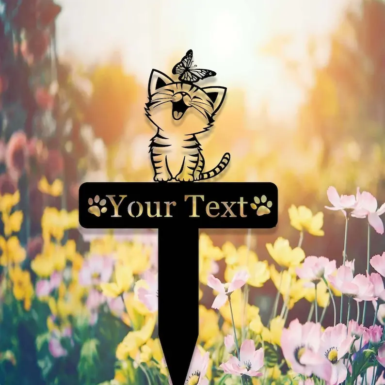

Cat Garden Stake,Metal Cat with Butterfly Memorial StakePersonalized Cat Name Yard StakeCat Garden SignMetal Cat Memorial Marker