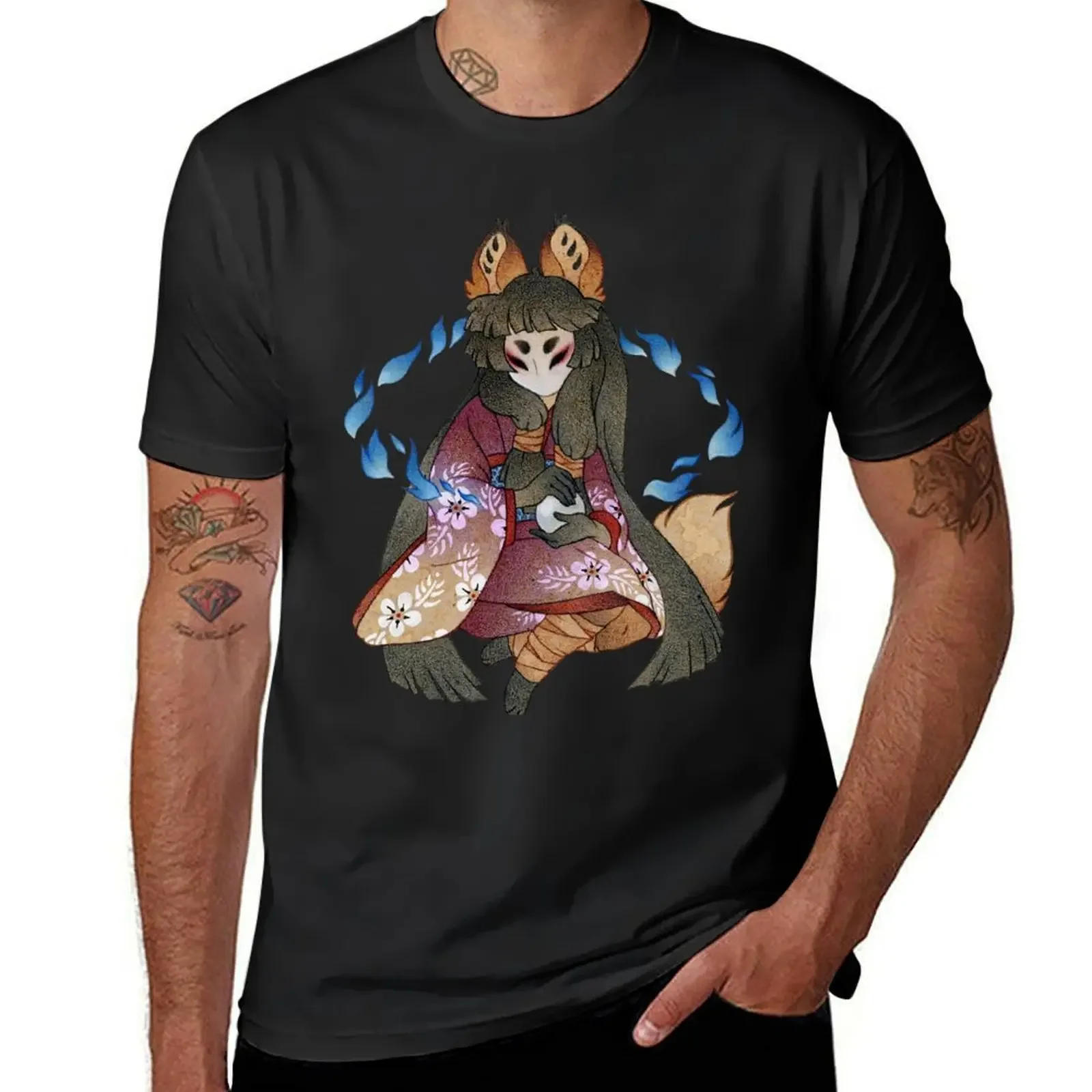 Ring of Foxfire - TeaKitsune Fox Yokai T-Shirt oversized vintage t shirts aesthetic clothes tee shirts for men