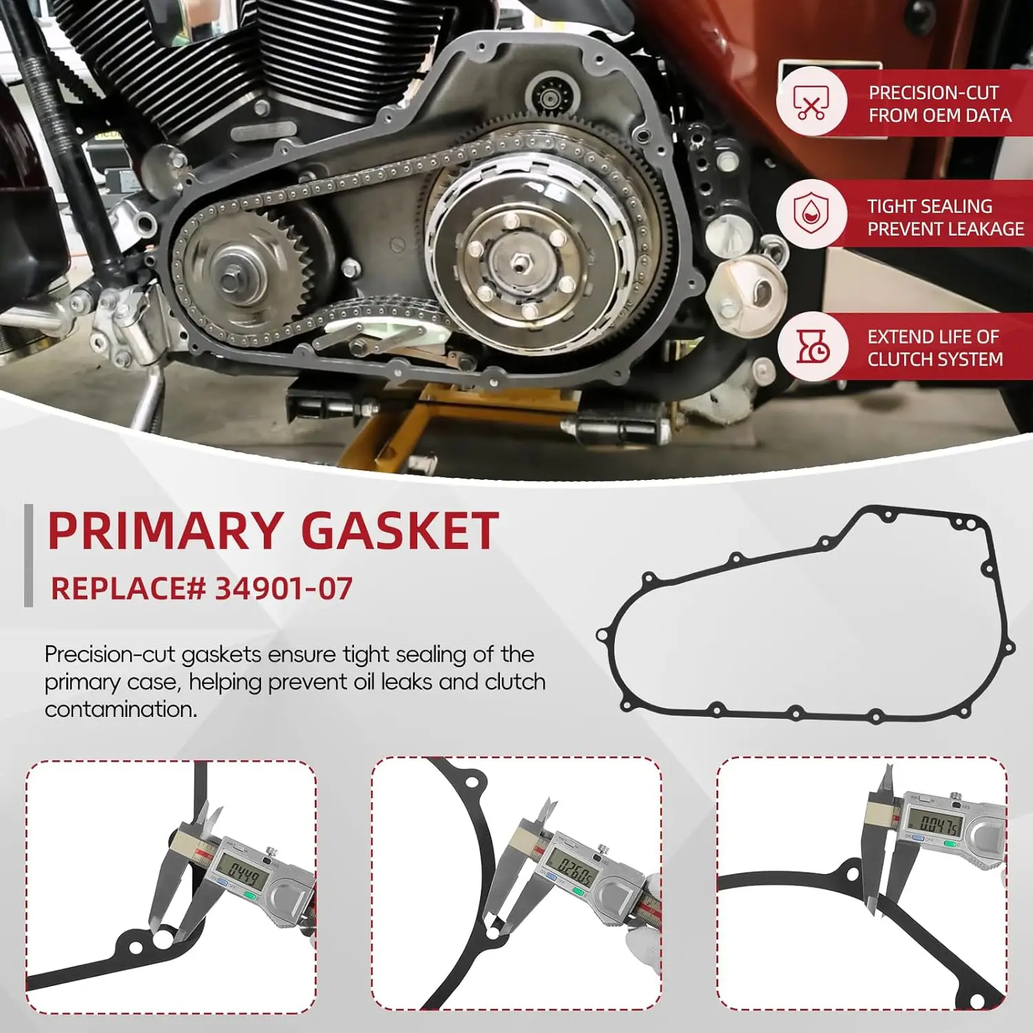 ANX Primärdeckel-Dichtungssatz für Harley Davidson 2006-2017 Road King Street Glides Electra Glide Ultra FLHT Softail # 63859-95B – Detail 5