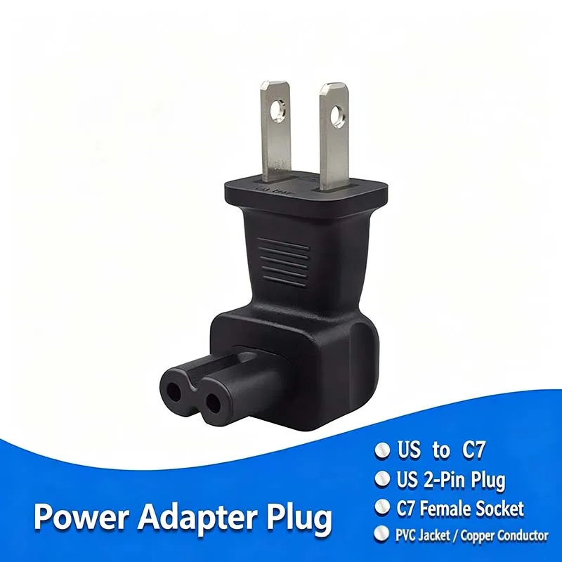 3PCS US 2‑Prong Plug to Figure 8 C7 Power Cord, 2‑Hole Charger Cable for Speaker, TV, Monitor, LED Desk Lamp