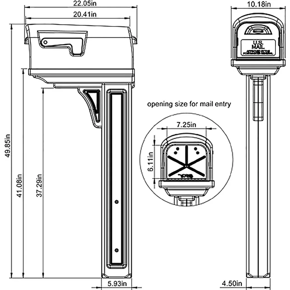 Mailboxes Classic Plastic, Dual Access, Mailbox and Post Kit, GCL100BAM, Black, Medium Capacity