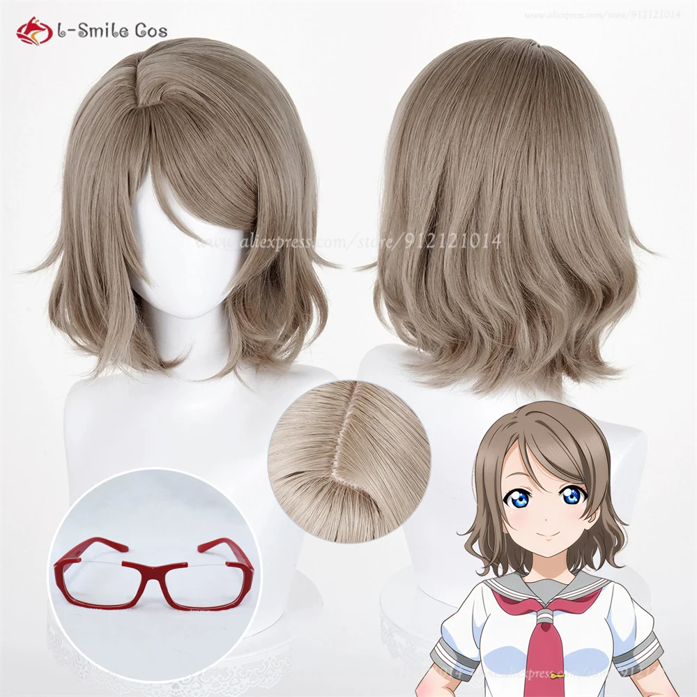 

Aqours Watanabe You Cosplay Wig 40cm Linen Brown Wigs For Women Halloween Cosplay Anime Wig Heat Resistant Synthetic Hair