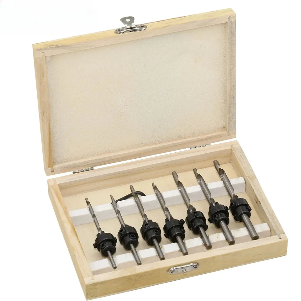 

7pcs Countersink Drill Woodworking Drill Bit Set Drilling Pilot Holes For Screw Sizes3-6