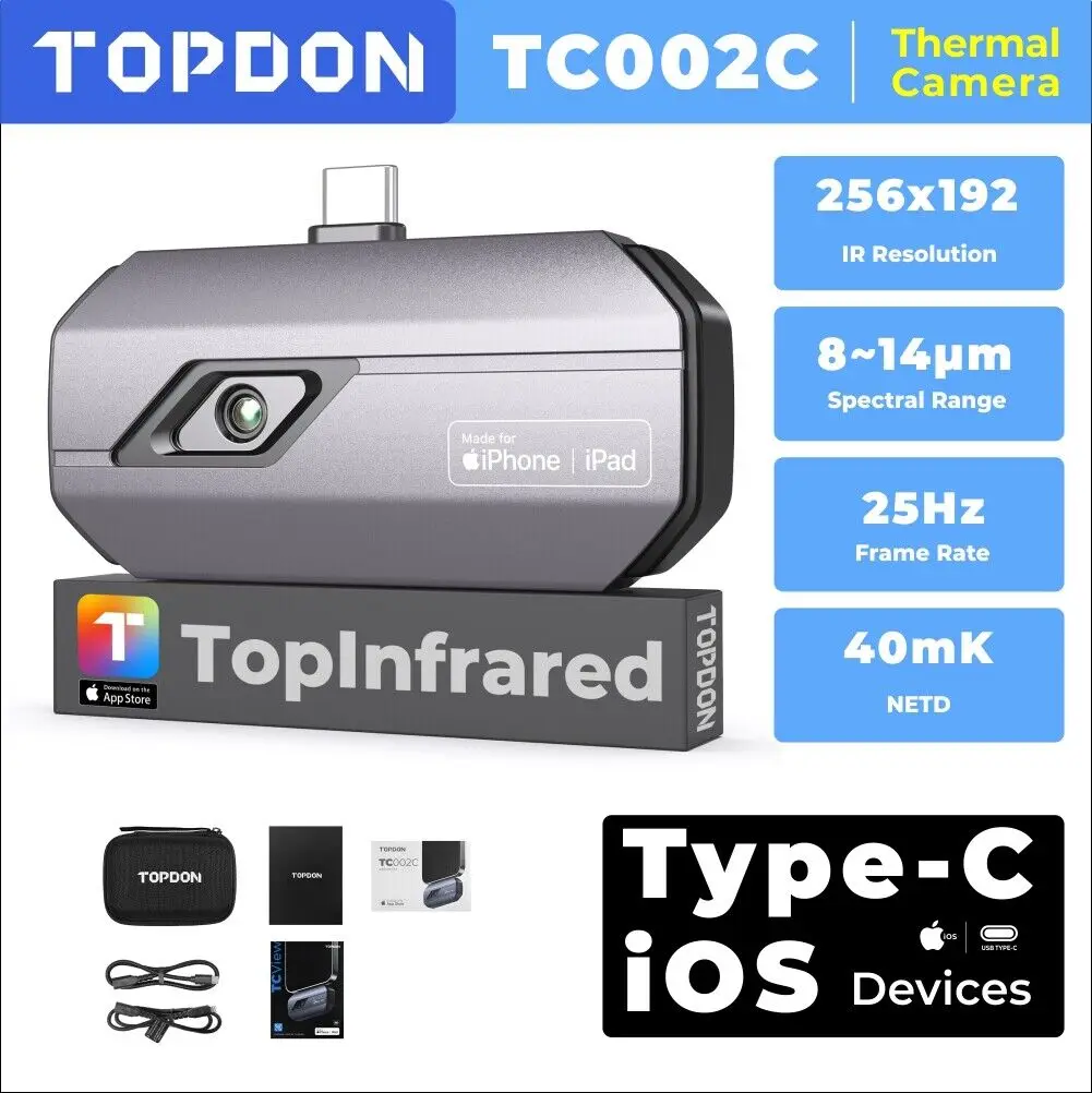 TOPDON TC002C Thermal Camera for IOS TYPE C 256 x 192 IR High Resolution Infrared Test Report Upgraded Version of TC002