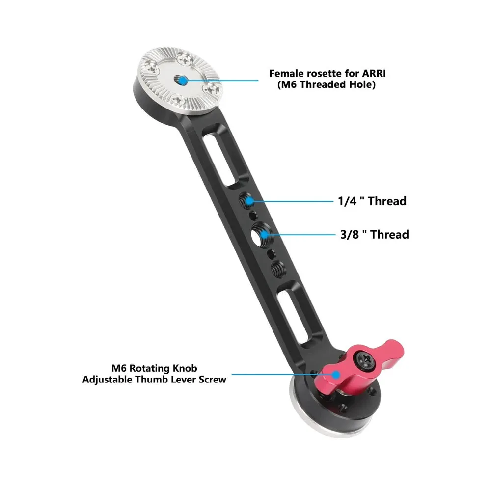 CAMVATE ARRI-Style Rosette 6.1 inci Extension Arm dengan Ulir M6 dan Dudukan Sekrup Shoulder Cage Magic Arm Untuk Pegangan Tangan