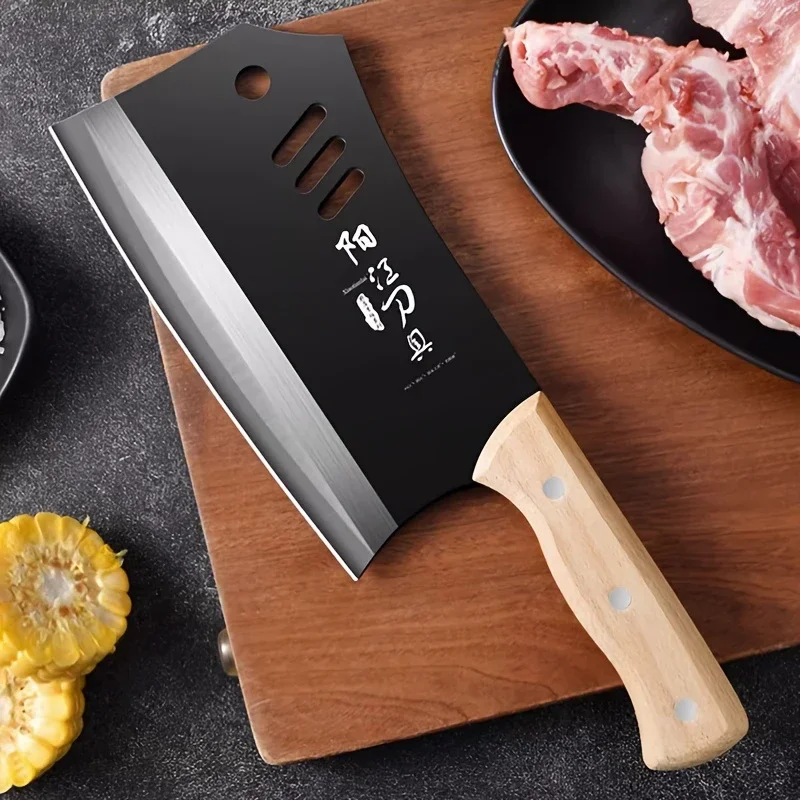 CMGF Forged Bone Chopping Knife High Hardness Thickened Bone Chopping Axe for Butchers Kitchen Knife Black Wood Handle