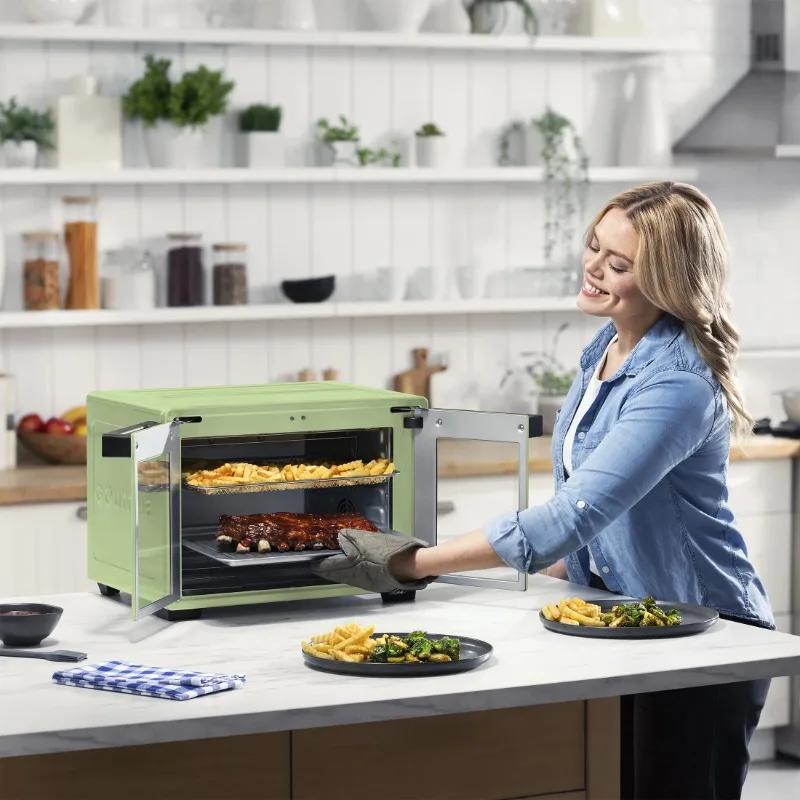 Gourmia 9-Slice Digital Toaster Oven Air Fryer with Convection Mode and 12 Cooking Functions, Green