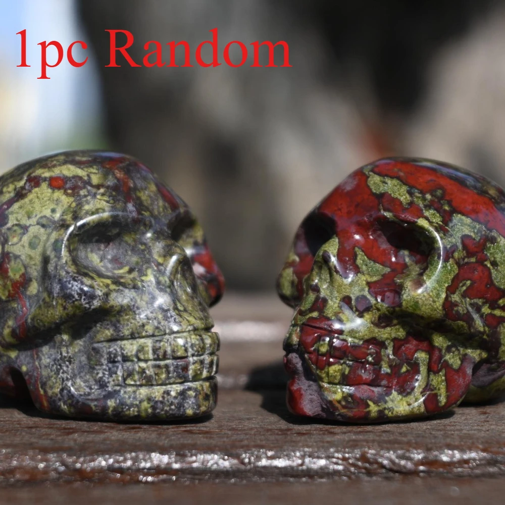 1pc Dragon Bloodstone Crystal Skull Statue - for Home Office, Bar, for Valentine's Day Gifts & Holiday Decor