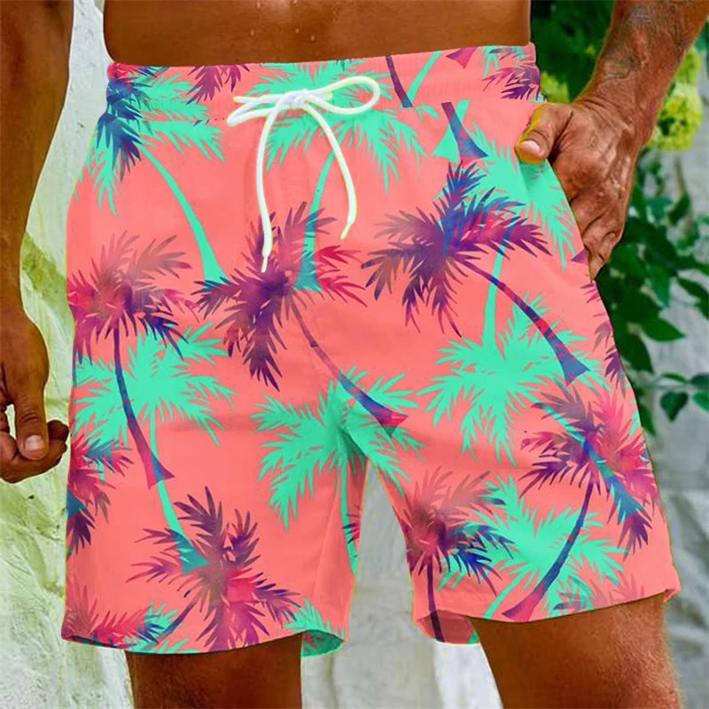 Vintage  Palm Tree Men's Casual Shorts, Summer Thin Dry Fast Beach Pants, Lightweight Breathable Unique Design Home Wear
