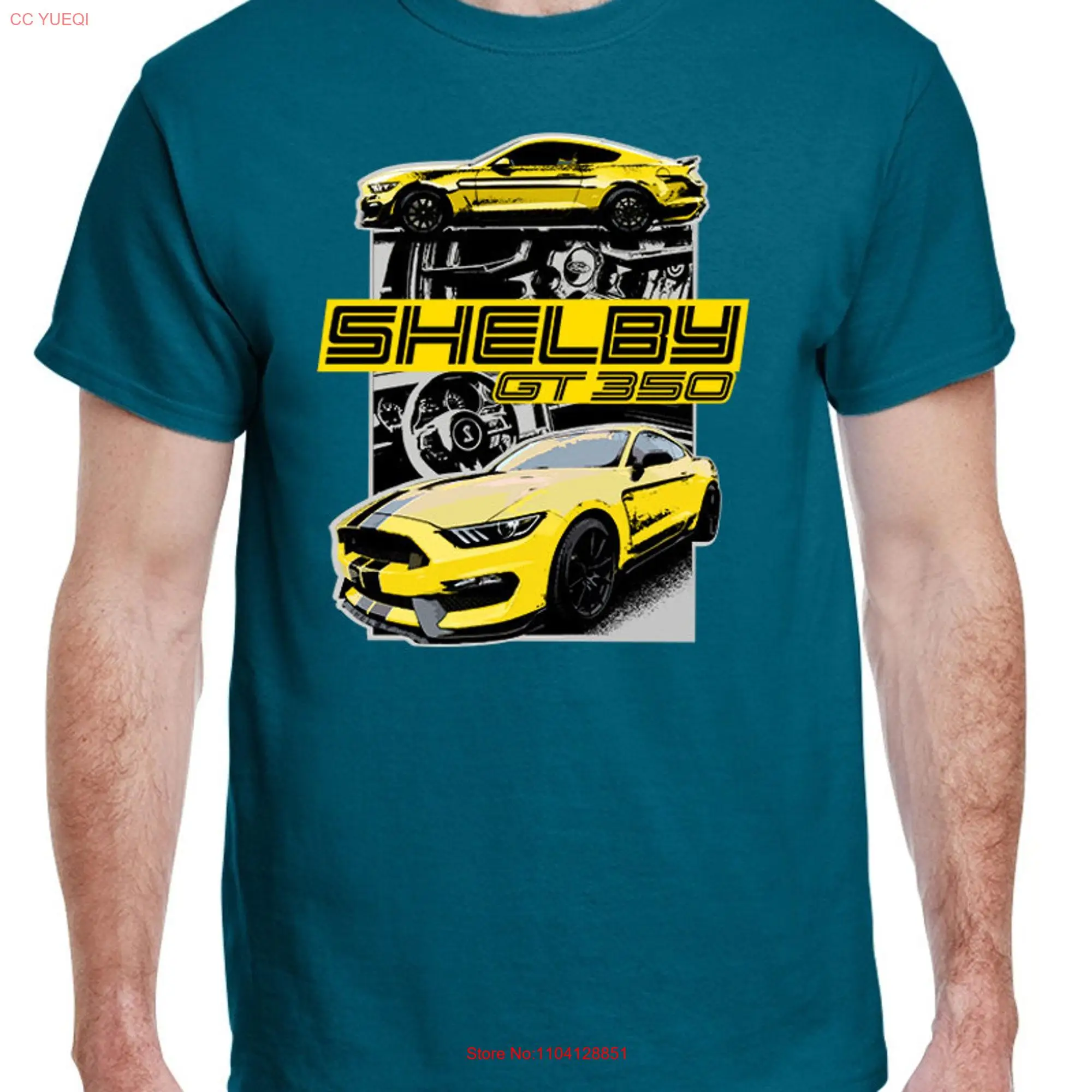 2016 20 Shelby GT350 Mustang Yellow Car Full Color Design T Shirt long or short sleeves