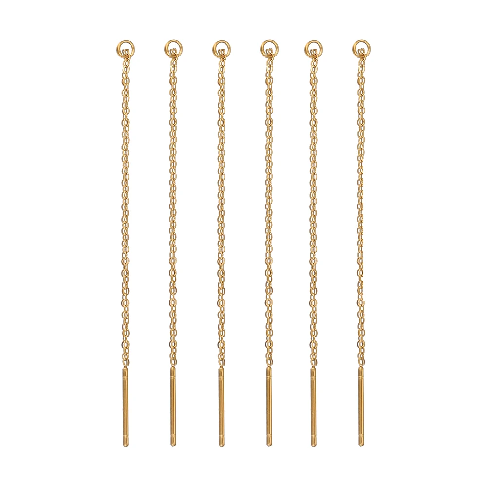 10 stuks goudkleurig roestvrij staal 8 cm lange ketting oorlijn oorbellen oorhaakje DIY vrouwen drop Dangle Oorbellen sieraden maken