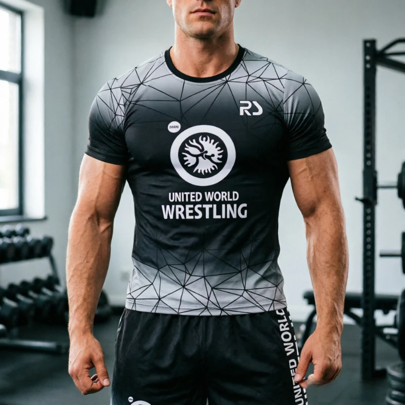 2026 New 3D Printed World Wrestling Team Sportswear Short Sleeve T-shirt and Shorts Sport Quick  Drying Set Family Match