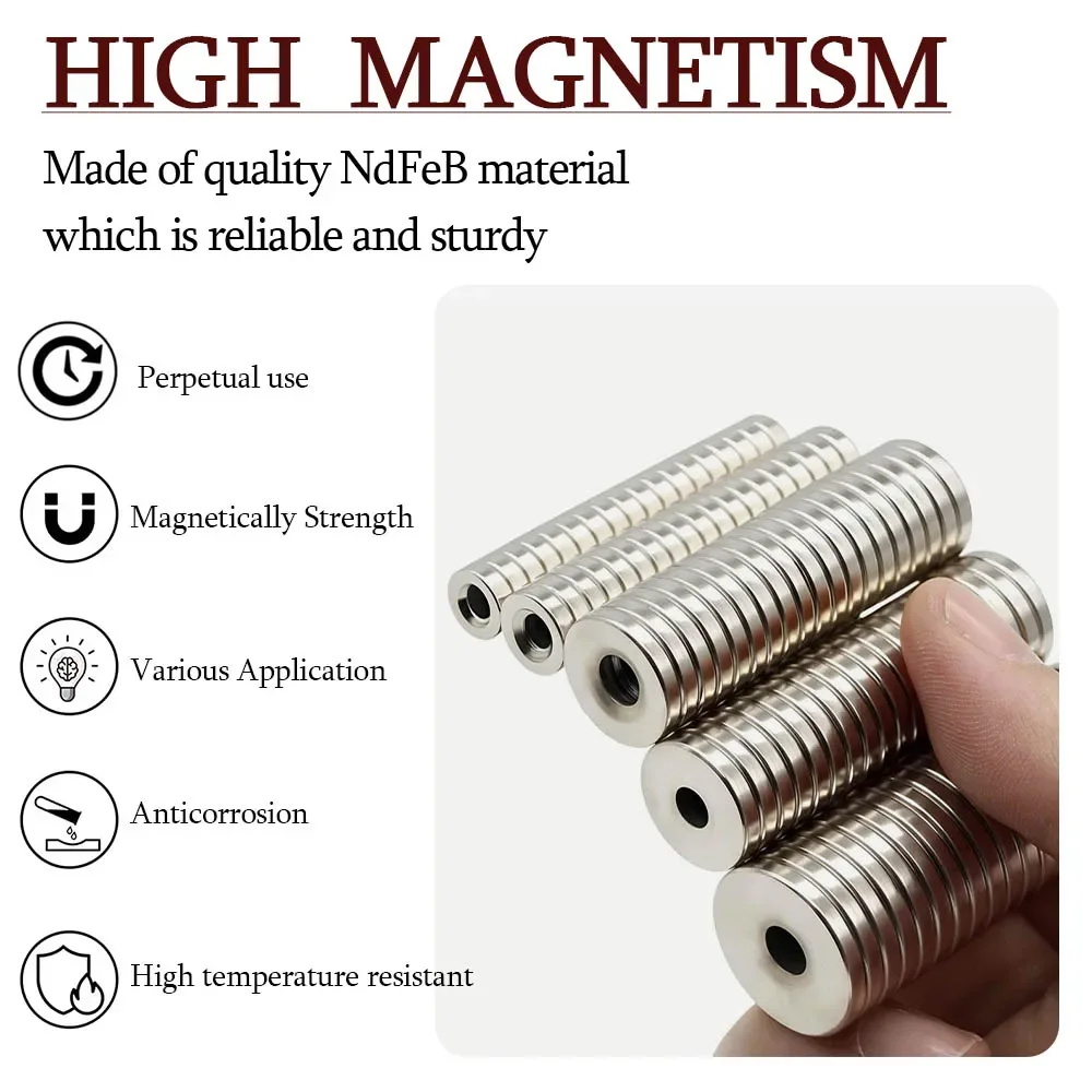 Super Strong Round Neodymium Magnet Powerful with holes Magnets N35 small Permanent Magnetic NdfeB Refrigerator Magnet
