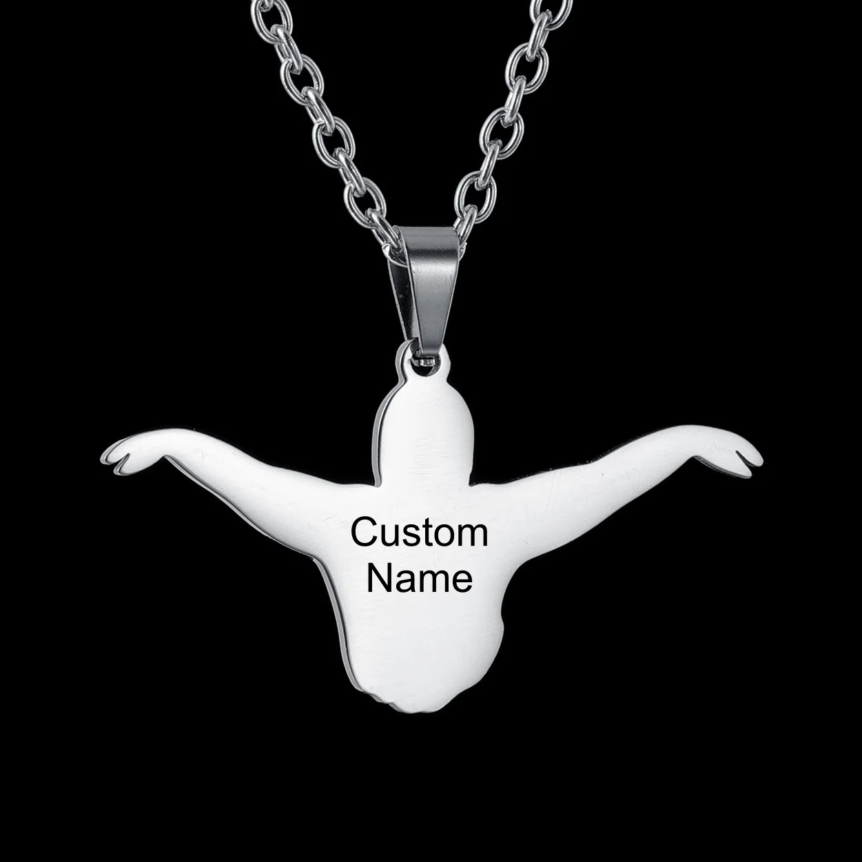 Customized Name Date Text Swimmer Necklace Stainless Steel Sport Artistic Swimming Lover Jewelry Trendy Birthday Gift