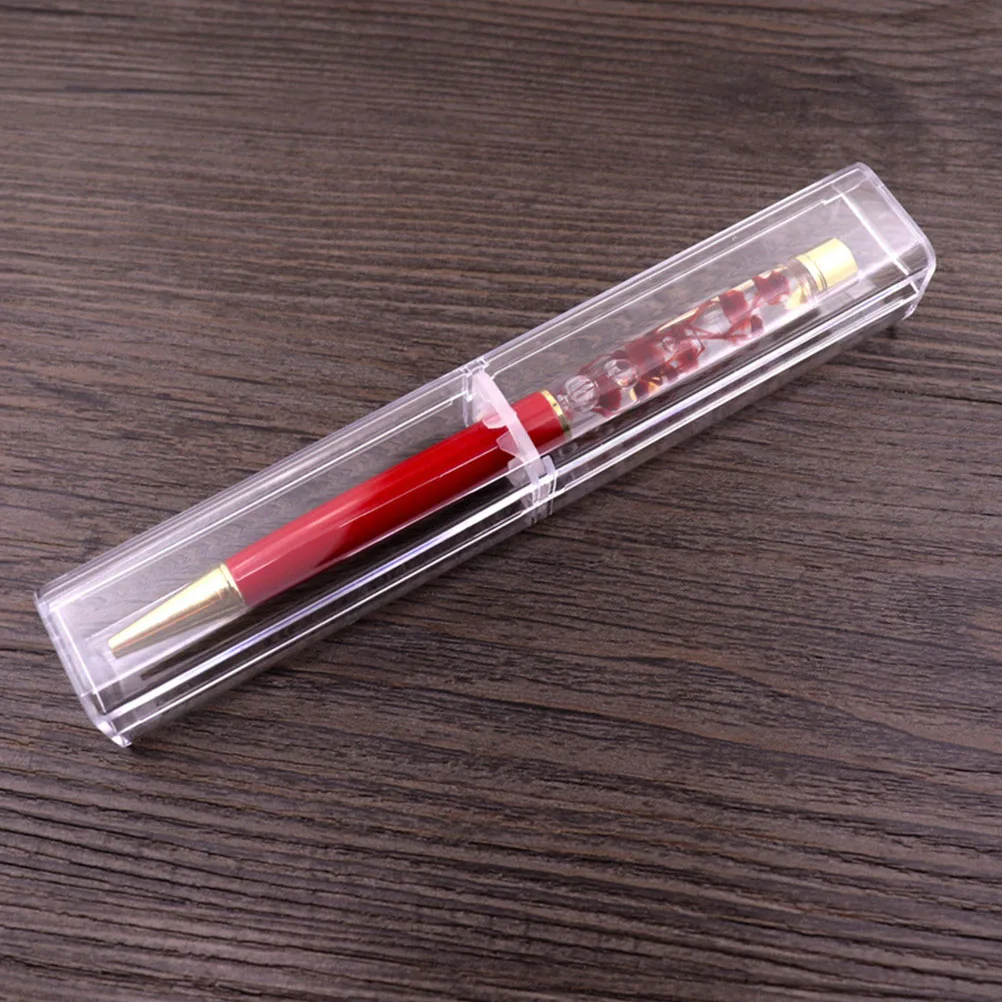 20pcs Crystal Pen Box Clear Display Holders Desk Container Packaging Box Storage Case Tube Ballpoint Boxes Gift