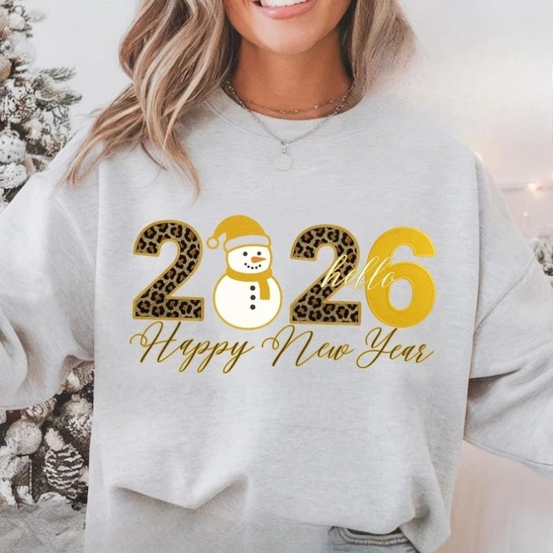 

С Новым годом 2026, дизайн Cheers для футболок, цифровая загрузка, осенне-зимняя термотолстовка с капюшоном, пуловер для взрослых с длинными рукавами