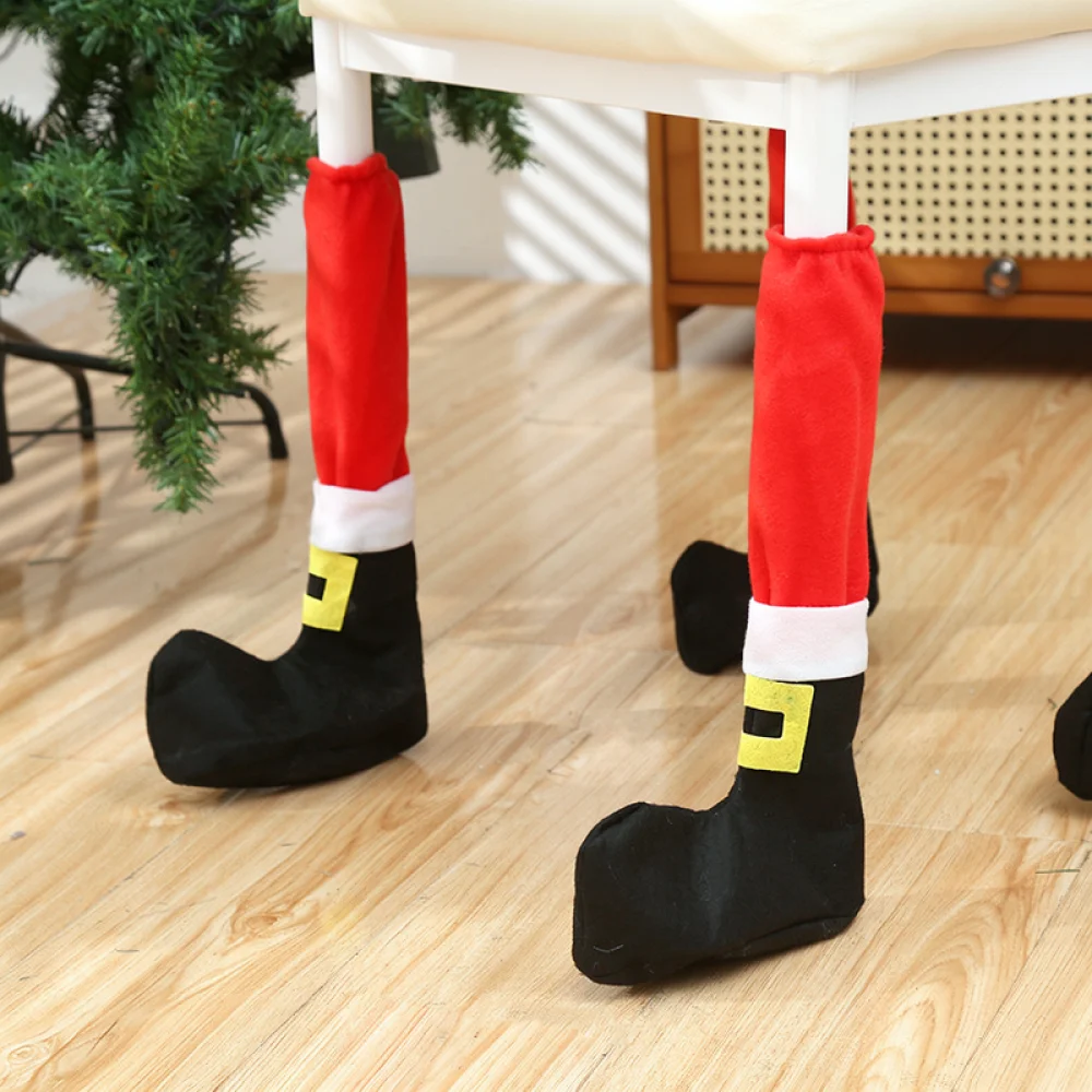 Christmas Chair Leg Socks Festive Table Foot Protectors Holiday Home Ornament Xmas Party Decoration Floor Guards