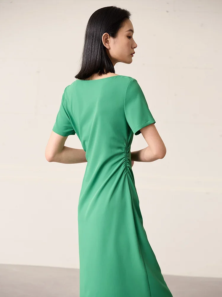 AMII Minimalismus Frauen Kurzen Ärmeln Kleid 2023 Frühjahr Neue Pullover Schlank Chic Solide Slash Neck Kleider Weibliche Vestidos 12342384