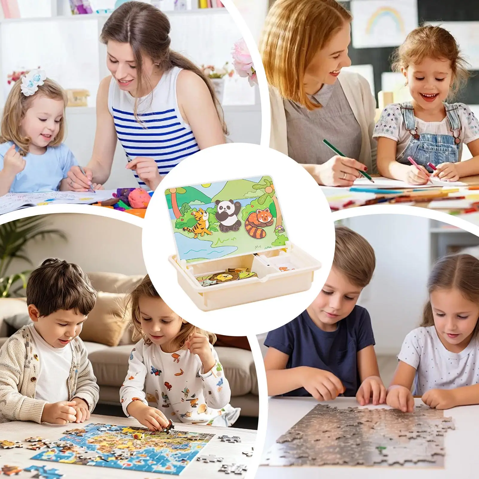 磁気ジグソーパズルボックス 幼児用磁気パズル学習おもちゃ 幼児用トラベルゲーム キャリングケース付き 就学前の子供向け