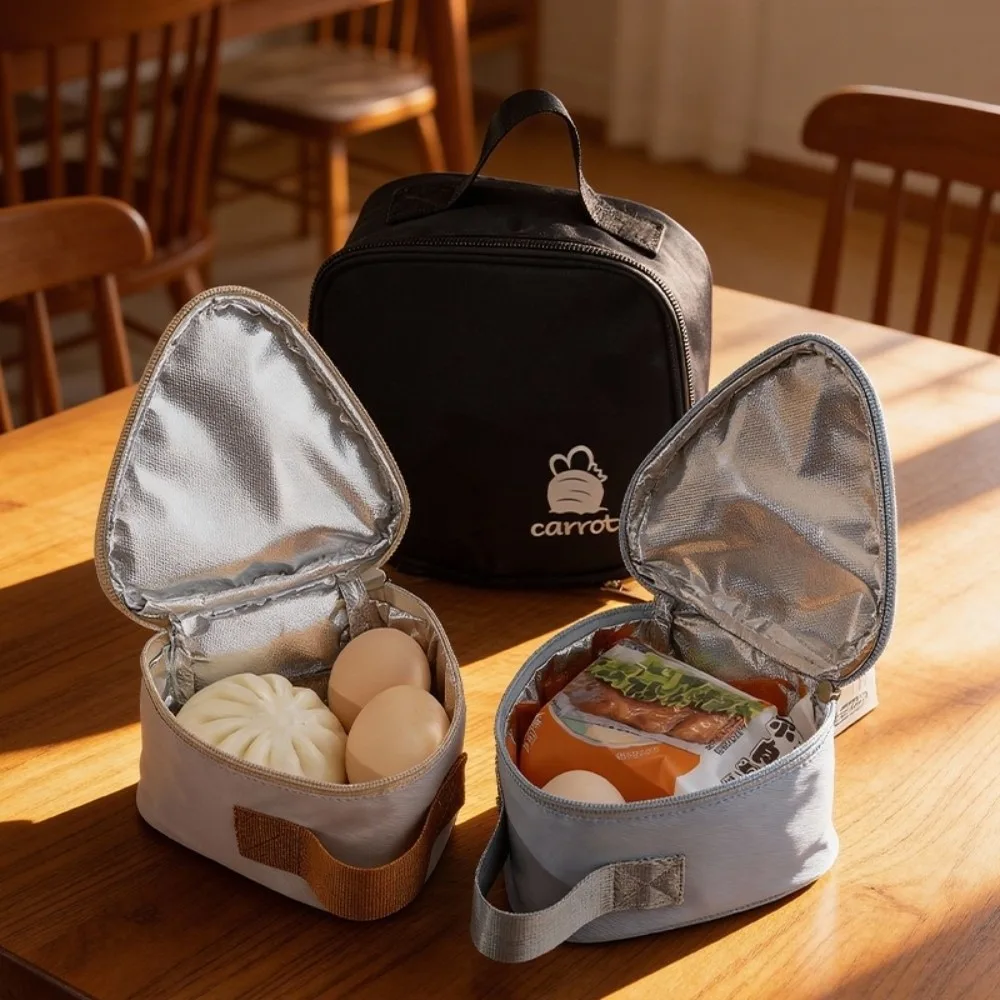 Triangular Shape Portable Breakfast Bag Waterproof Material Small Size Insulated Lunch Bag Thickened Design Handheld Style