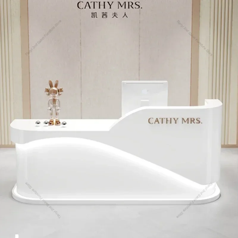 Beauty Salon Cream Style Reception Desks Nordic Simple Outfit Shop Atril Convenience Store Table Furniture Receptionsdisk FYRD