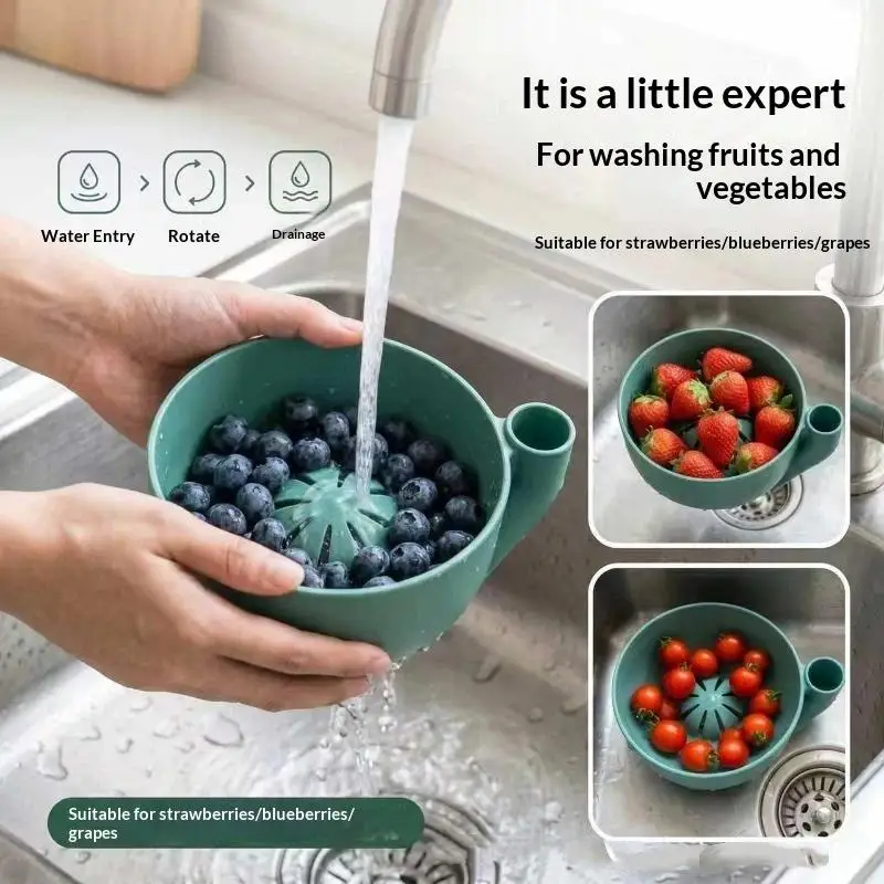 Swirling Berry Washing Bowl Vortex Cleaning Drainable Reusable Fruit Vegetable Washer for Kitchen Salad Prep Use