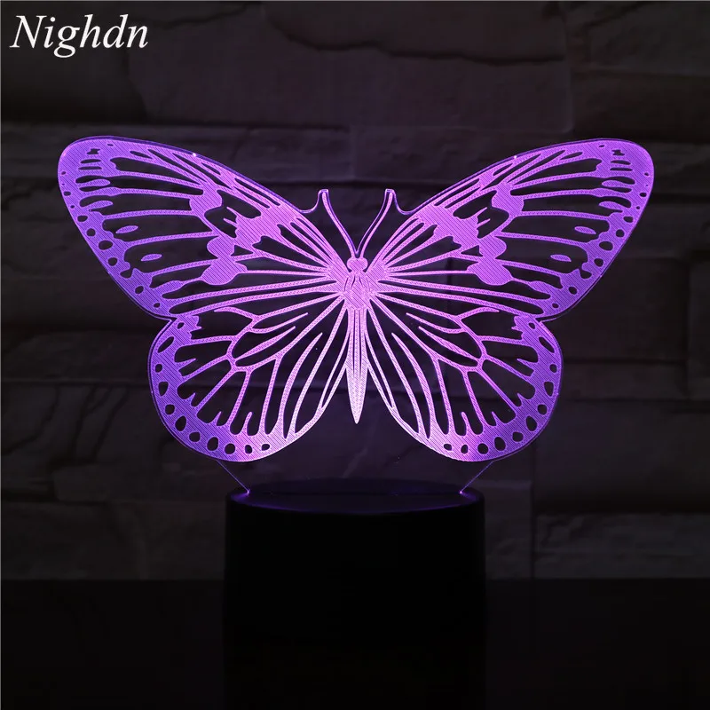 Nightlight Butterfly LED Lamp for Kids, Night Light, USB Table, Bedside Lamp, Child Nightlight, Presente de aniversário e Natal, 7 Color Change