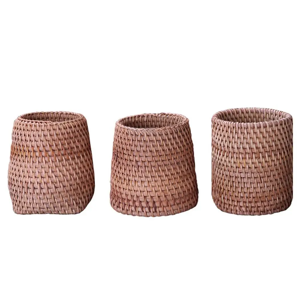 

Rattan Woven Set Storage Container Pen Holder Basket Six Gentlemen Tea Ceremony Tools Long Service Life Elegant Design Household