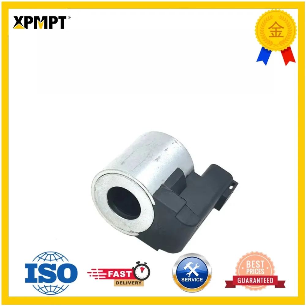 Solenoid Valve Coil (12V/24V) Length 40mm Hole Distance 18mm for R225-7 Excavator Construction Machinery Accessories New