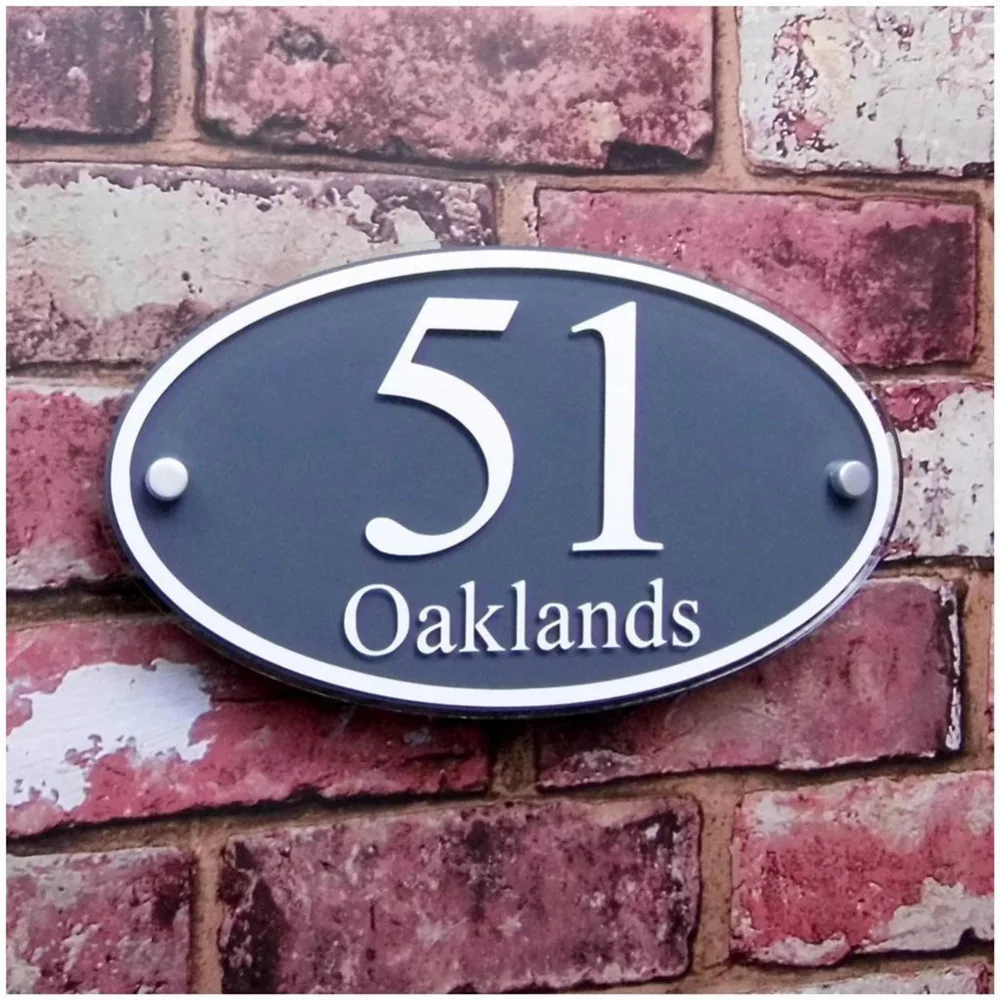 Oval Shape House Signs Apartment Plaques Acrylic with Vinyl Stickers Customized Door Plates Plaques Sign Plates