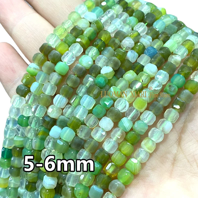 5x5MM Faceted Cube Natural Stone Lapis Lazuli Topaz Jade Loose Spacer Beads for Jewelry Making Diy Bracelet Charms Accessories