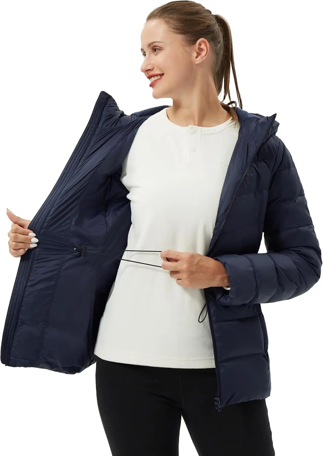 Pioneer Camp Women's Down Puffer Jacket Lightweight Hooded Winter Coat Water Repellent Quilted Fuffy Jacket Outdoor Casual