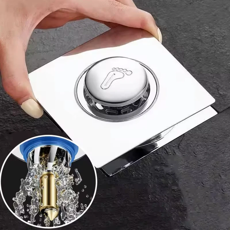 Pop-Up Foot Floor Drain Quick Drainage Sink Filter Bathroom Press Bounce Anti-Odor Insect-Proof Floor Filter Basin Plug Stopper